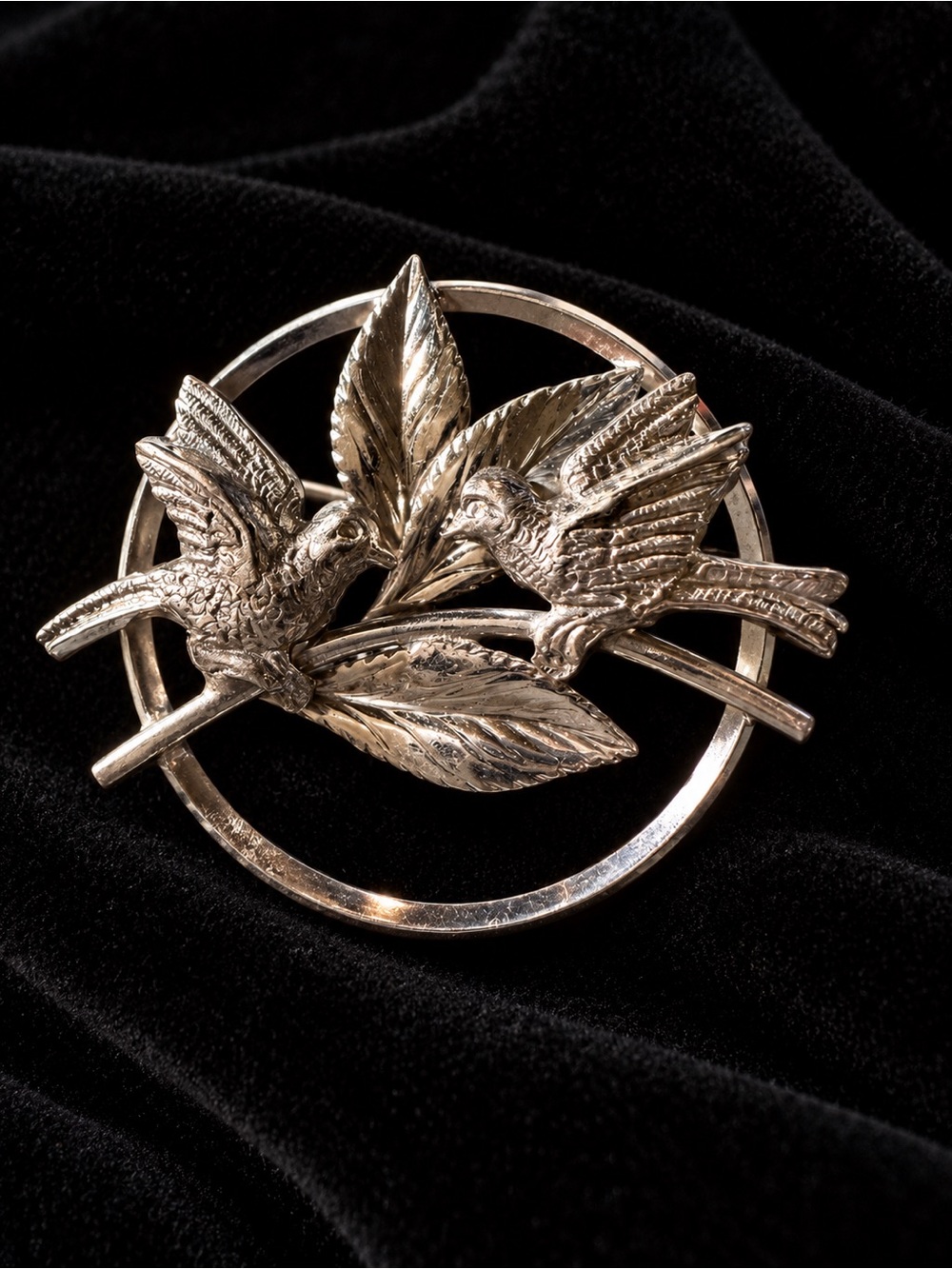 Vintage Carl Art Sterling Silver Brooch with Birds on a Branch